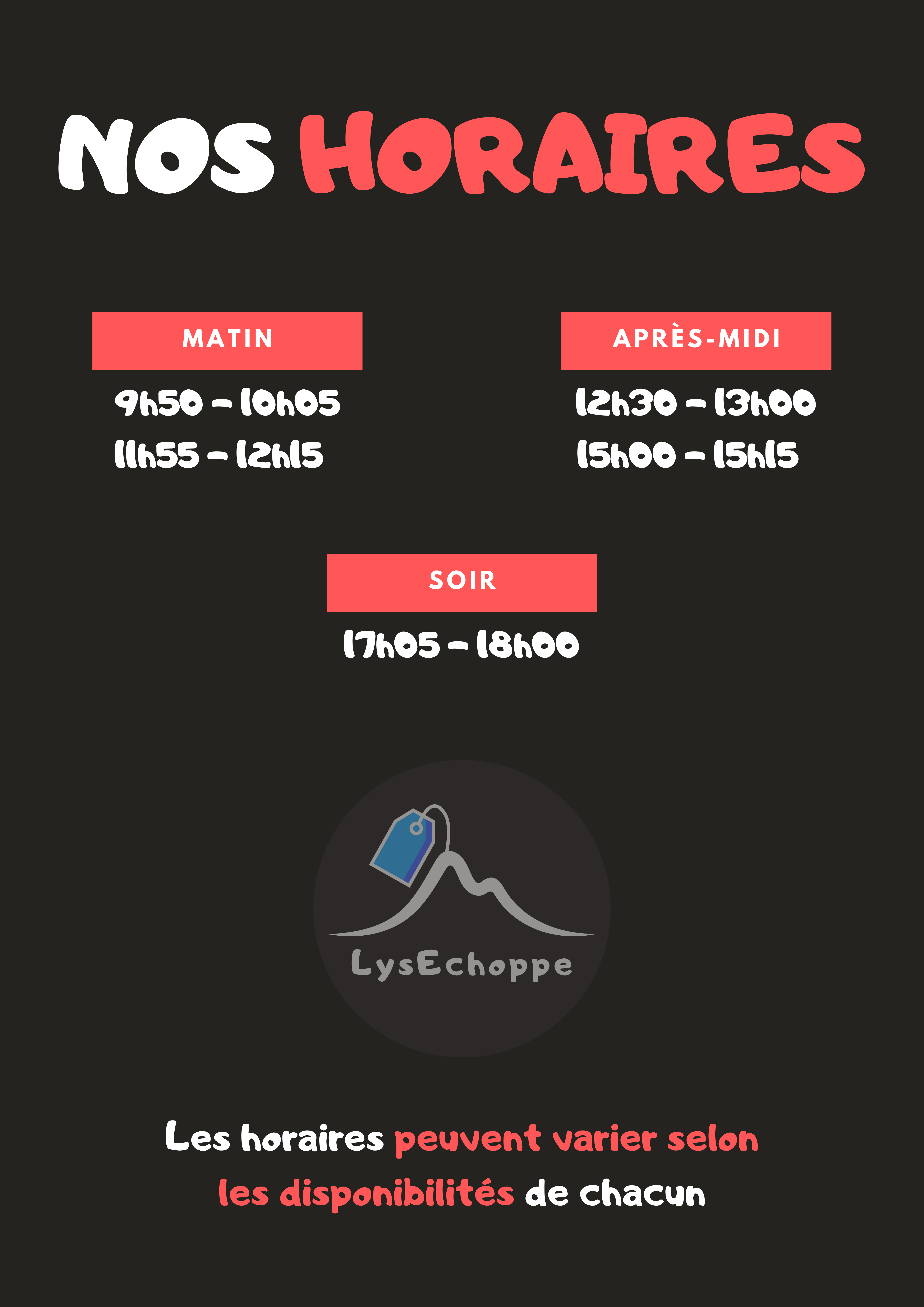 Affiche des horaires